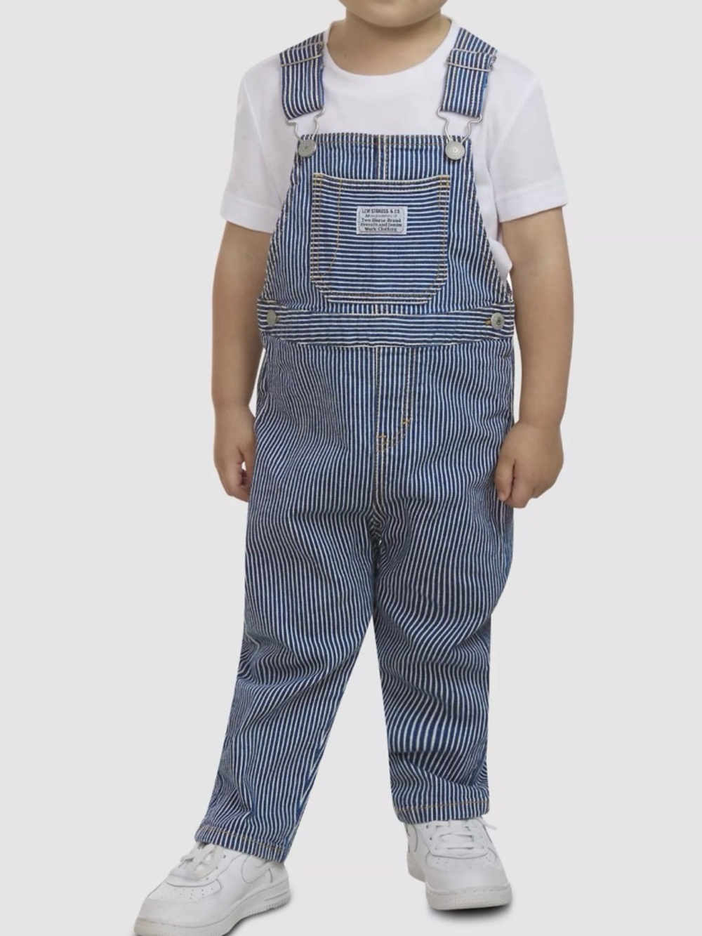 Levi’s Railroad Stripes Kids Blue Cotton Overalls